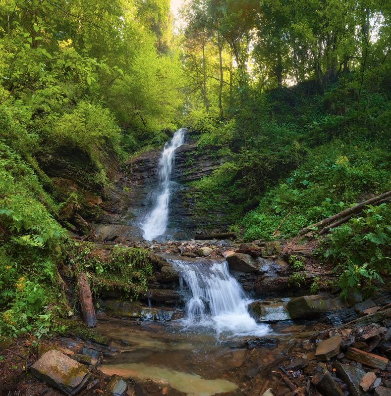 водопад, лазный, прикарпатье, панорама, вода, лето, деревья, лес, путешествие, waterfall, panorama, summer, travel, forest, trees Водопад Лазныйphoto preview