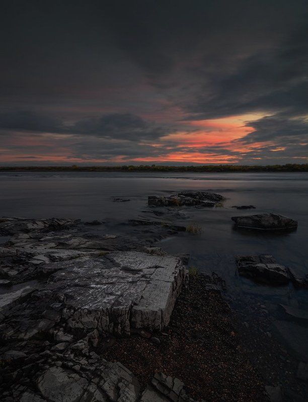 Закат, Каменные обнажения в томске, Осень, Сибирь, Томск, Томский порог, Томь Томский порог, р.Томь.photo preview