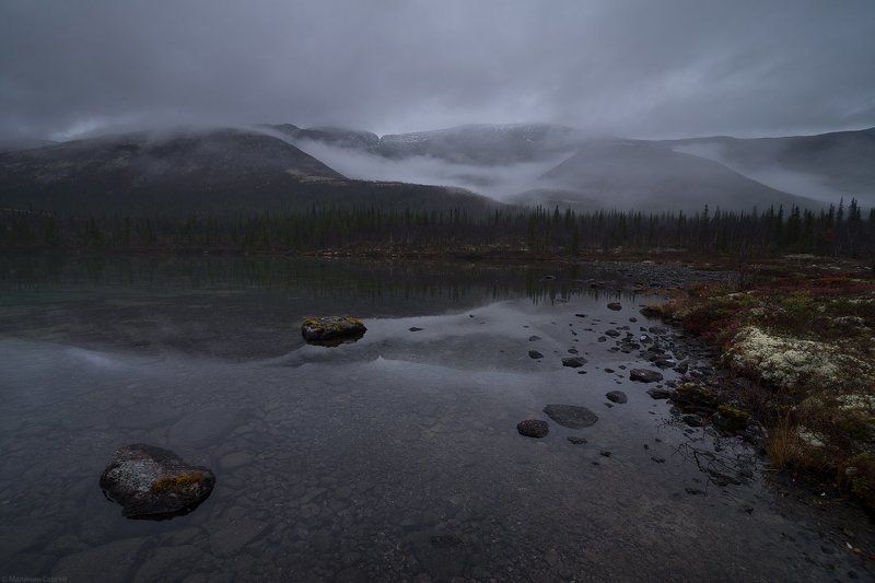 Fog, Khibiny, Kola Peninsula, Morning, Mountains, Заполярье, Кольский, Кунийок, Туман, Утро, Хибины Туманное утро Хибинских горphoto preview