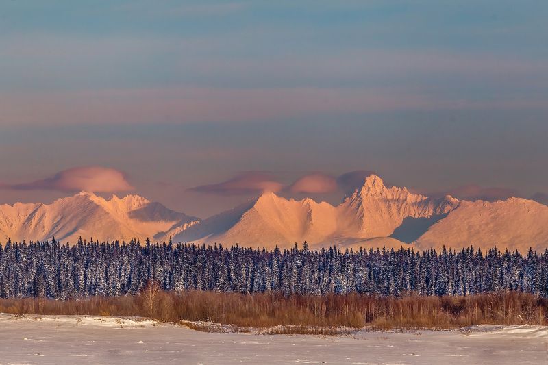 горы,урал,закат,зима,печора,коми,север,путешествия, Приполярный Уралphoto preview