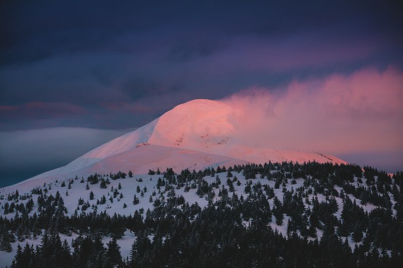 горы, карпаты, вечер Последний вечер зимыphoto preview