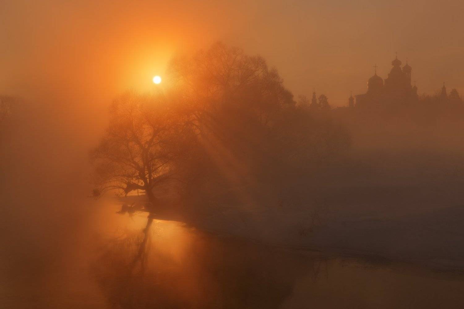 мороз зима солнце храм свет лучи свет, Евгений Цап