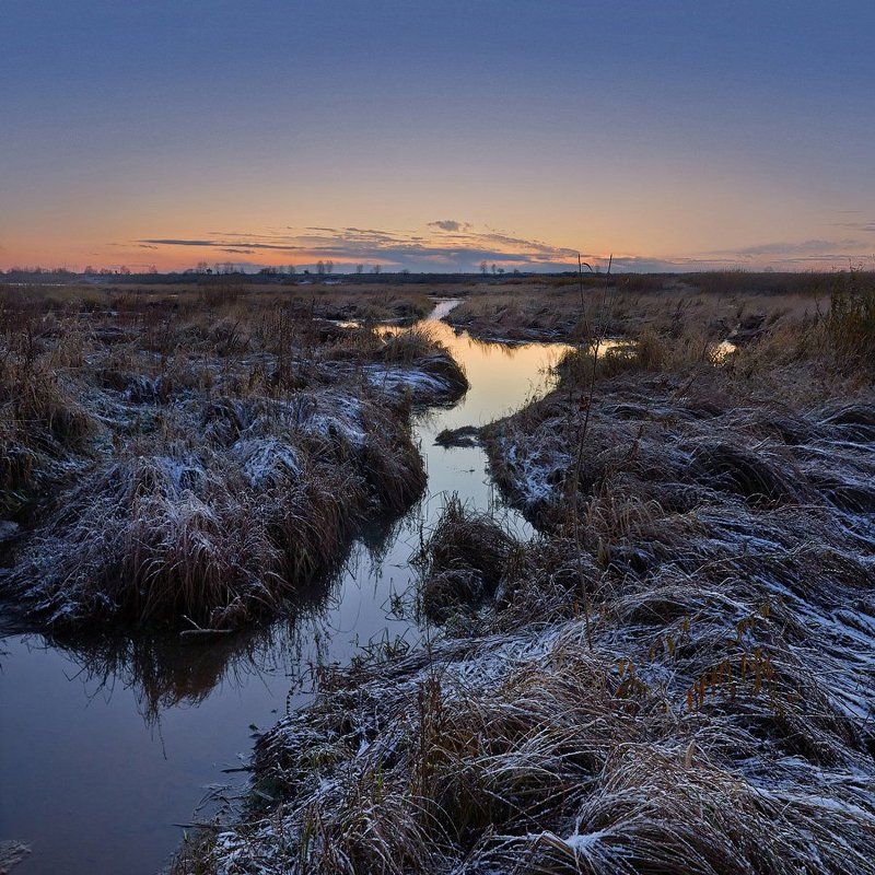 вечер, томск, томь Вечерние квадратики или первый снег у берегов Томиphoto preview