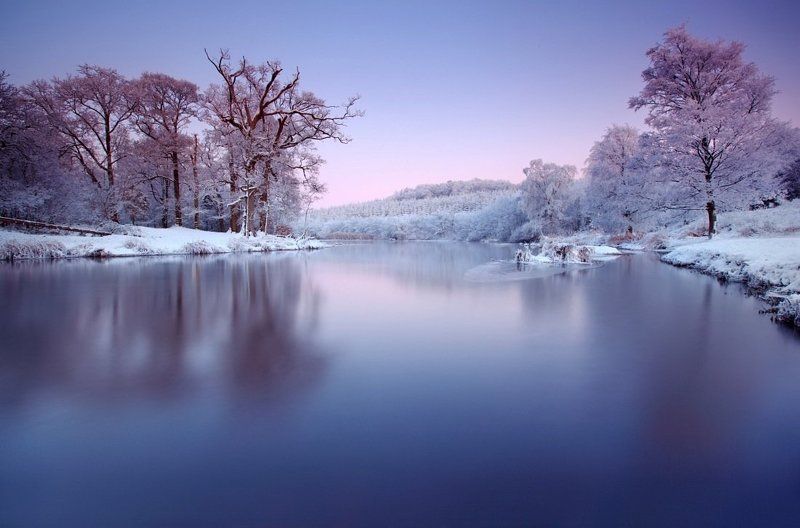 Colors, Ireland, Long exposure, River, Snow, Sunset, Trees, Winter Winter Timephoto preview
