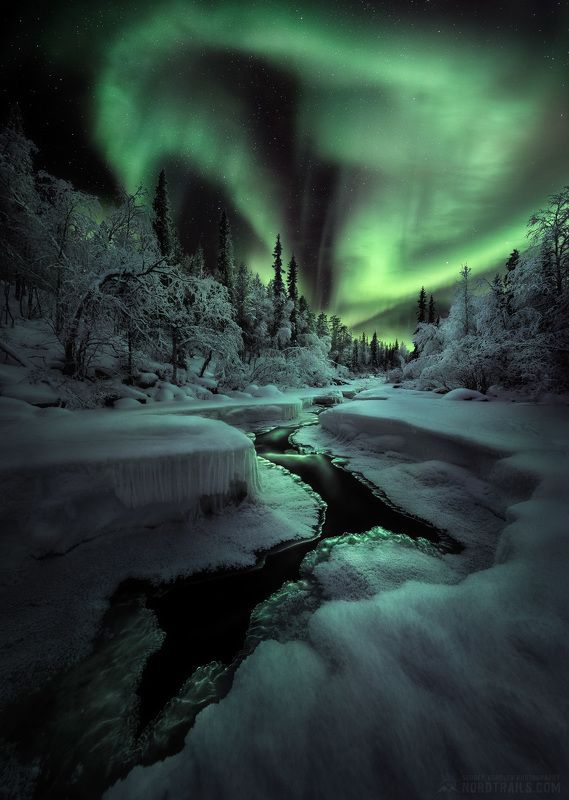кольский, кольский полуостров, мурманск, зима, северное сияние, полярное сияние, север Про северную реку и небесные представленияphoto preview