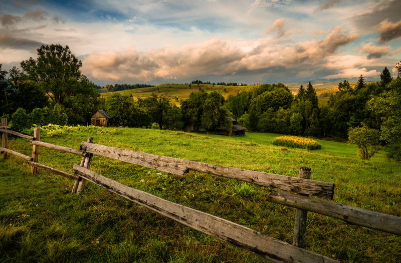 украина, карпаты, горы, осень, вечер, облака, трава, Карпаты вечерниеphoto preview