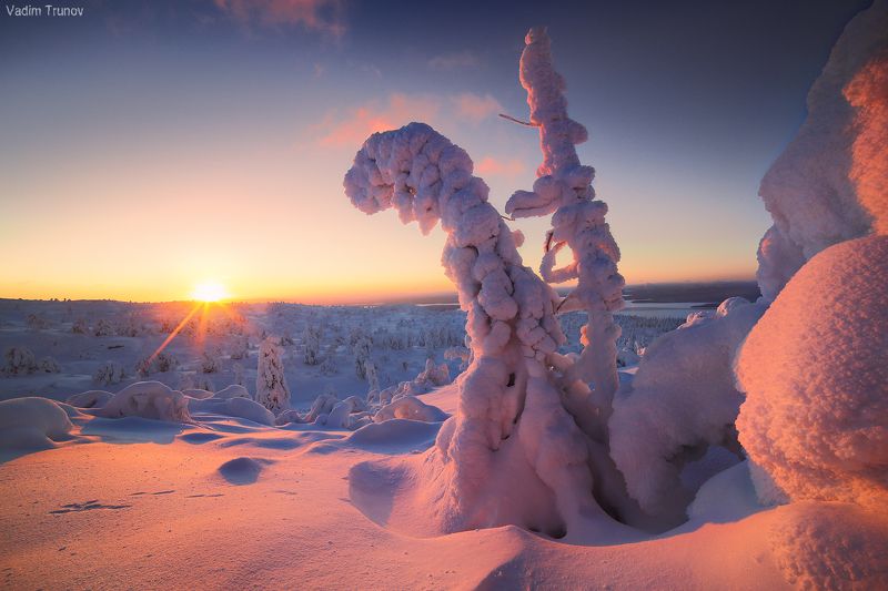 кольский, север, заполярье Восход плавно переходящий в закатphoto preview