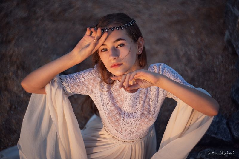 beauty, evening, emotion, portrait, little Little princessphoto preview