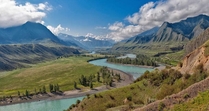горы, алтай, туризм, катунь Утро в долине Катуниphoto preview