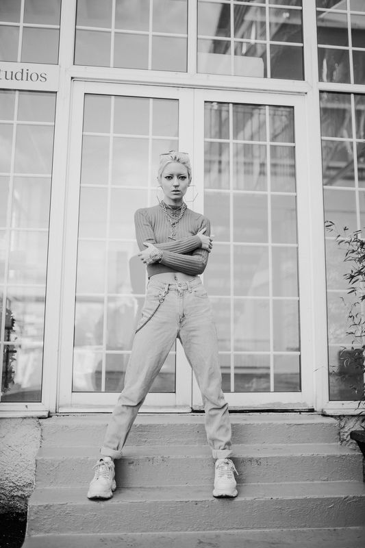 female, fashion, style, outdoors, jeans, sneakers, punk, urban Anastasiaphoto preview