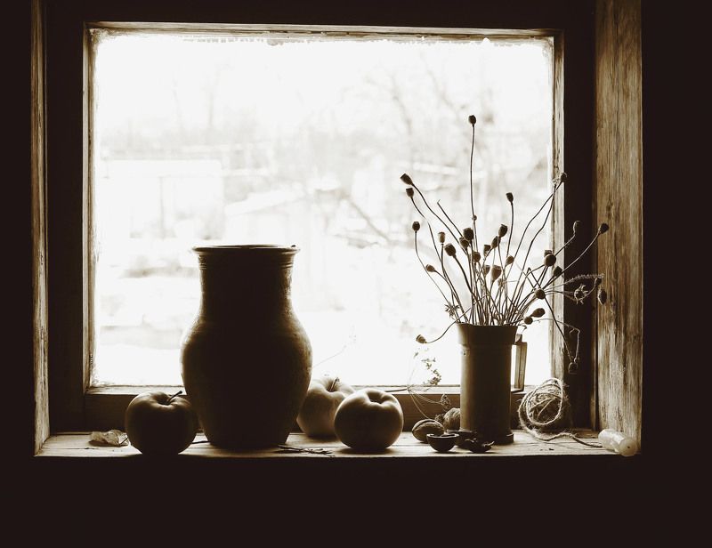 натюрморт, фотонатюрморт, окно, дом, зима, черно - белое, наталья казанцева Где то.  Когда то...photo preview