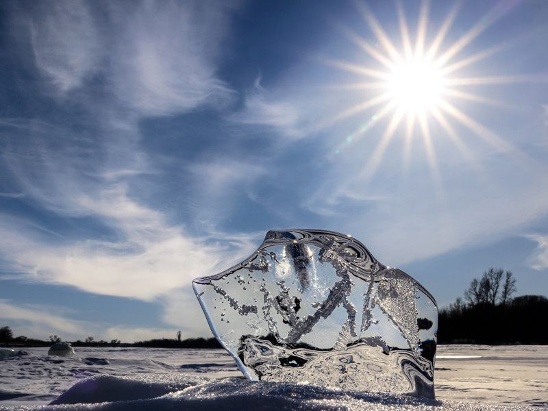 зима, река, лёд, солнце Лёд и солнце фото превью