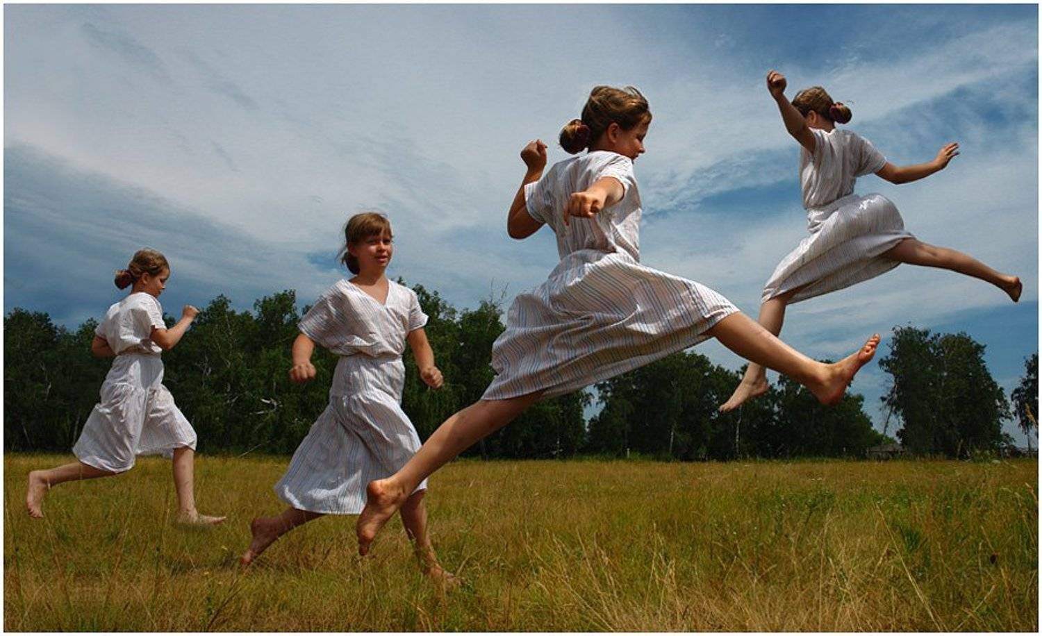 лето, поле, небо, девочка, танец. перун, Aushra