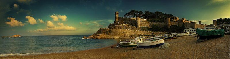 тосса де мар, tossa de mar, испания, пляжи испании, испанская крепость, крепость, средневековье, крепость vila vella, vila vella, утес, не преступная стена Tossa de Marphoto preview