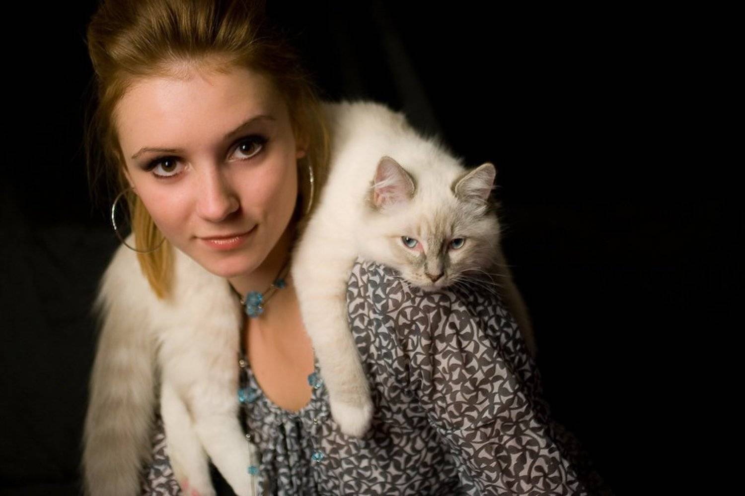 настя, портрет, женский, гламур, кот, рэгдолл, марти, Ginger