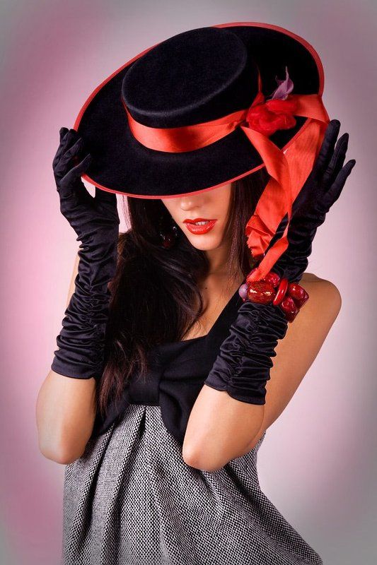 портфолио, девушка в красном, шляпка, красное, фэшн French kiss. In Red.photo preview