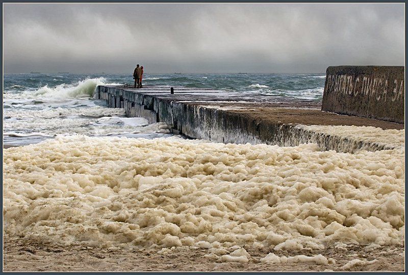 море, пирс, штом, пена, запенилось море, lad_i_mir photo preview