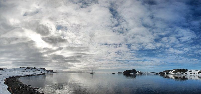 антарктика, беллинсгаузен, яхта, бухта ардли. Утро в бухте Ардлиphoto preview