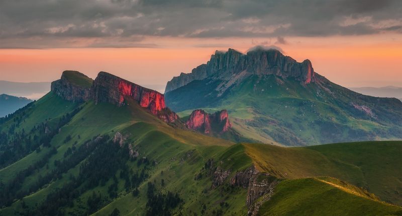 западный кавказ, большой малый тхач, рассвет , лето Тхачиphoto preview