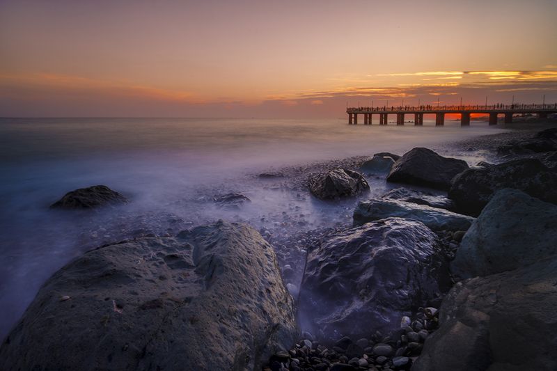 пейзаж, природа россии, морской пейзаж, сочи, Призрачная дымка после закатаphoto preview