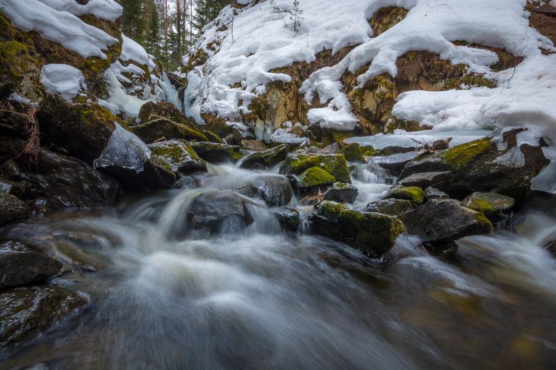 весна река лес камни урал Весна на реке Глубокойphoto preview