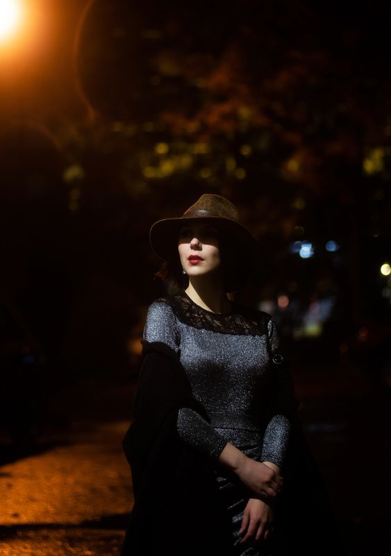 женскийпортрет, нуар, девушка, шляпа, портрет, вечер, помада, portrait, female, noir, film FILM NOIRphoto preview