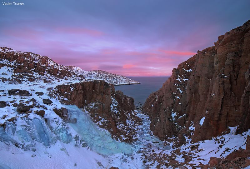 кольский, север, заполярье, териберка, баренцево море Замёрзший водопадphoto preview