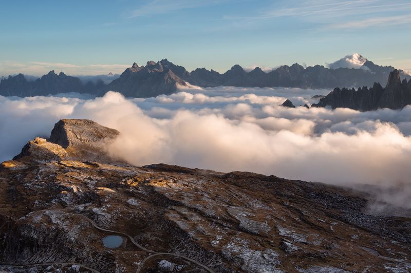 италия, доломиты, горы, облака, закат, осень, природа, landscape, italy, dolomites Доломиты на закате. фото превью