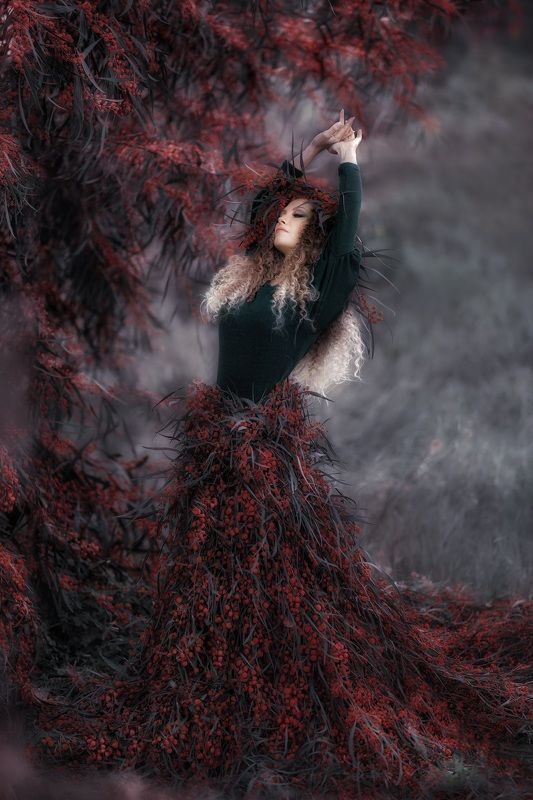 девушка мимоза фентези магия Цветочная деваphoto preview