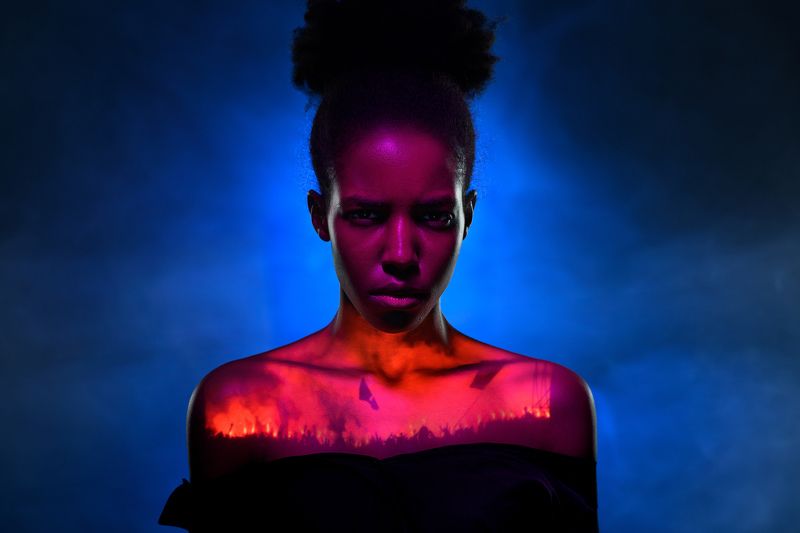 revolution, nikon, projector, nikonphotography, nikonportrait, nikond850, portrait, 105mm, portrait, womenportrait, feminism, woman, afro, female, protest, activist Revolutionphoto preview