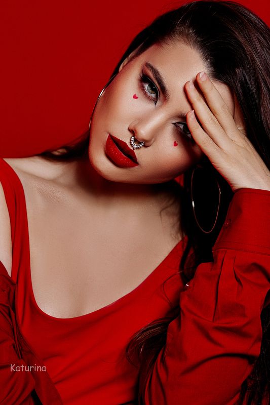 фотография, портрет, портретная фотография, девушка в красном, red, женская красота photo preview