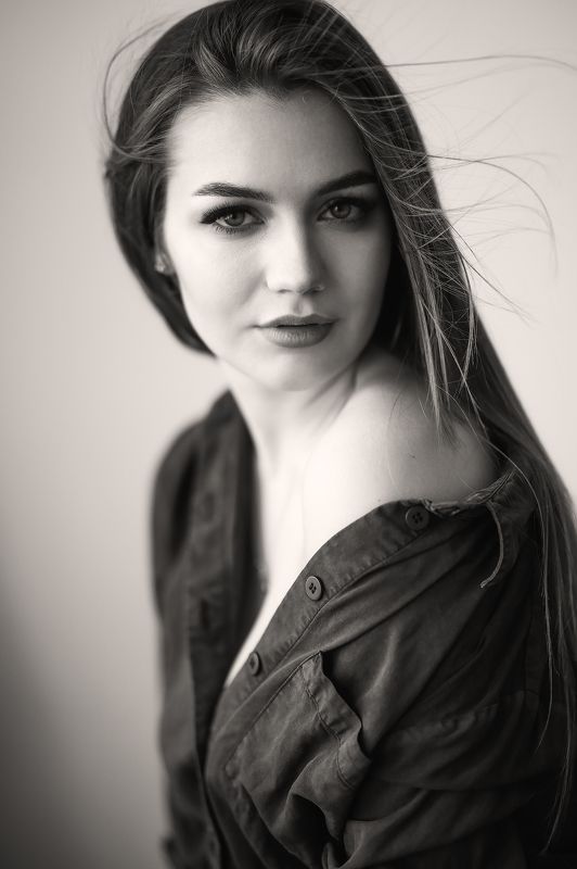 девушка, портрет, монохром Винтажphoto preview