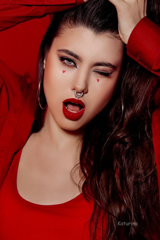фотография, портрет, портретная фотография, девушка в красном, red, женская красота photo preview