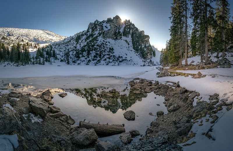 горное озеро, альпы, бавария, солнце, вечер Горное озероphoto preview