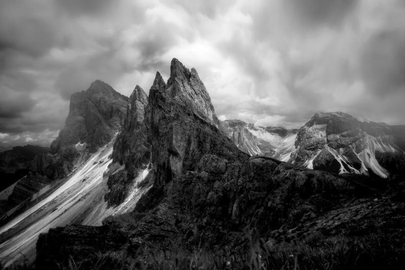 The Alpe di Seceda in black and whitephoto preview