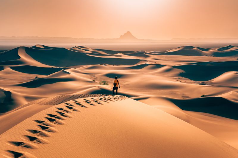desert sand dune sky people Alone In Desertphoto preview