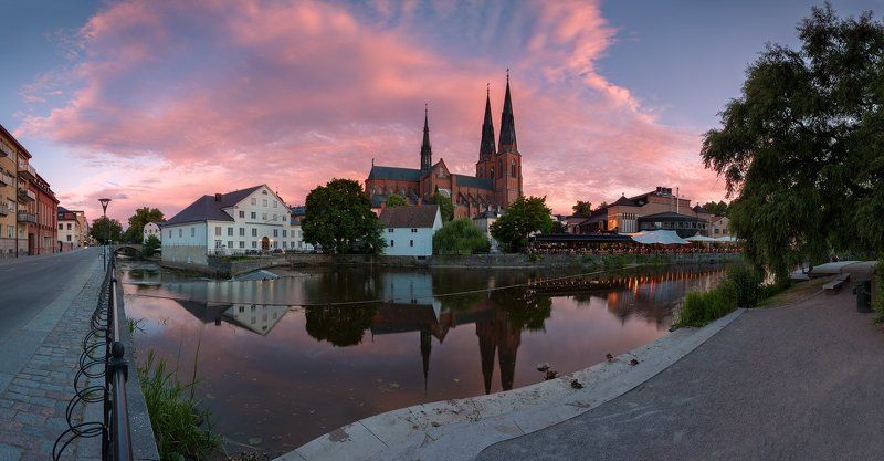 panorama, sunset, sverige, sweden, uppsala, закат, набережная, панорама, уппсала, швеция Древняя столица Швецииphoto preview
