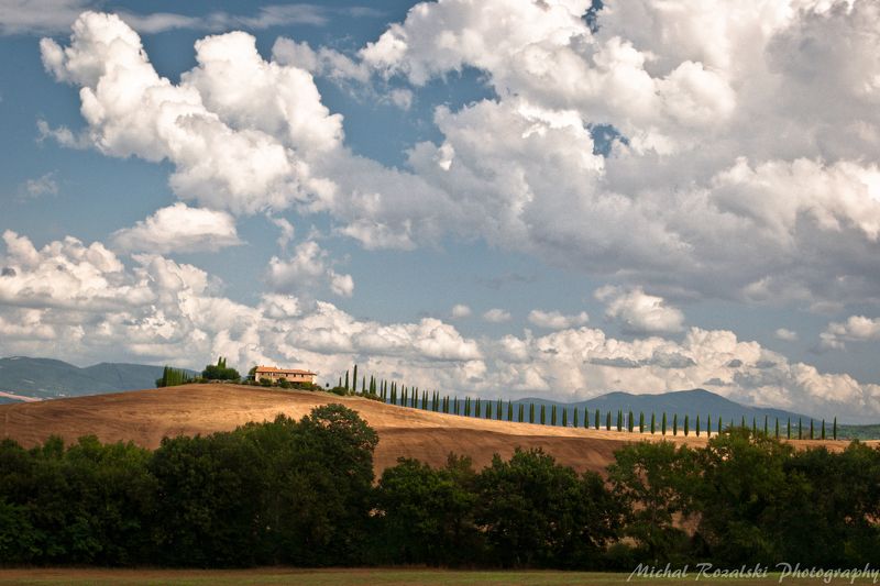 italy, ,tuscany, ,clouds, ,sky, ,cypresses, ,trees, , Clouds over Poggio Coviliphoto preview