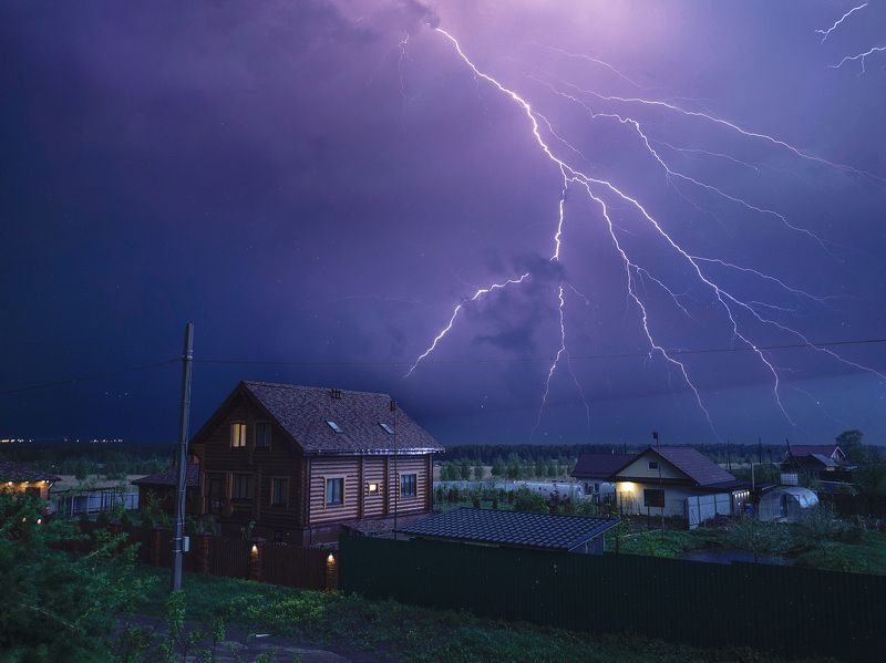 гроза, ночь, молния, пейзаж Ночная гроза в маеphoto preview