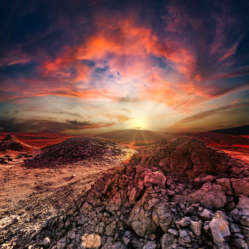 Закат на грязевых вулканах.photo preview