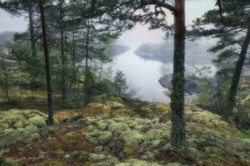 ладожские шхеры, ладога, карелия Даль подёрнулась туманом фото превью