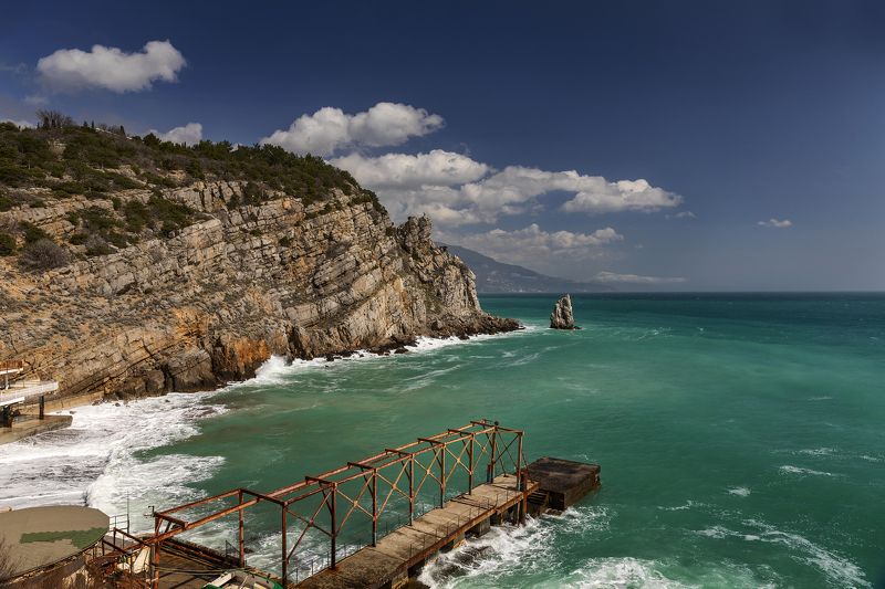 чёрное море, крым, скалы, море, прибой, вода, берег photo preview