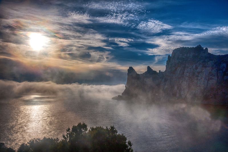 чёрное море, крым, скалы, море, прибой, вода, берег, туман, новый свет, мыс капчик Туман на мысе Капчикphoto preview