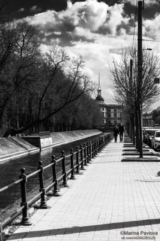 чёрно - белое фото, монохром, стритфото, уличная фотография, лебяжья канавка, михайловский замок, город, петербург, nikon Чёрно-белая весна 2021гоphoto preview