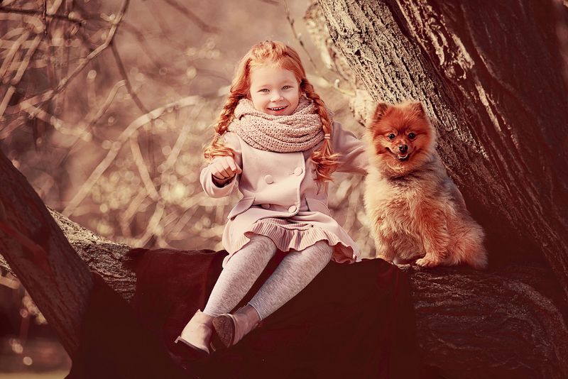 kid, child, children, childhood, pet, pets, friends, friend, friendship, animal, girl, charming, pretty, дети, девочка, детская фотосессия, детская фотография, children photography, дети модели, дети модели москва Тася и Буляphoto preview
