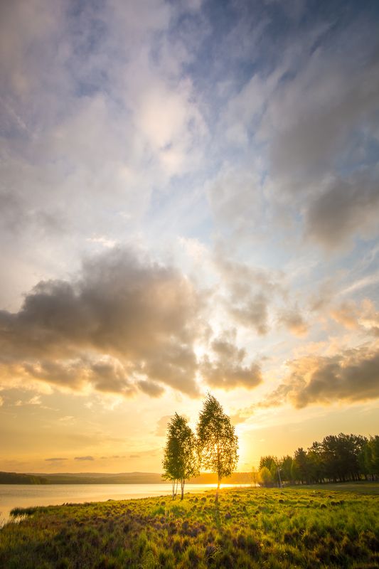 весна закат вода облака солнце Майphoto preview