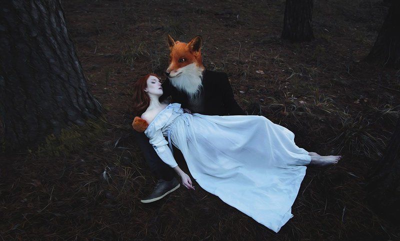 Девушка, Душа, Красота, Лес, Лиса, Сказка, Сюрреализм Родственные душиphoto preview