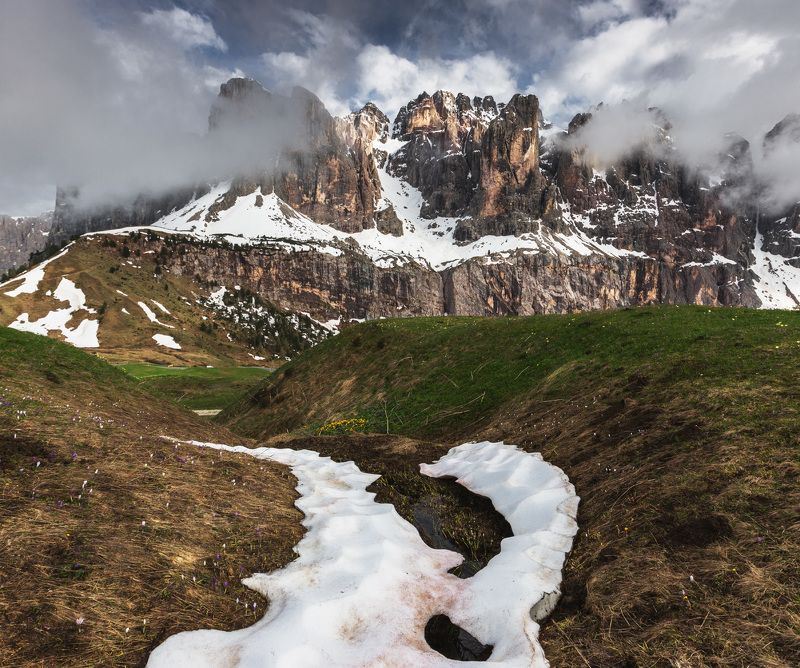 италия, доломиты, горы, облака, закат, лето, природа, landscape, italy, dolomites Альпийское начало лета. фото превью