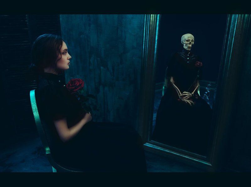 Атмосфера, Девушка, Портрет, Портрет девушки, Психологический портрет, Скелет, Студия, Цветок Lady D.G.photo preview