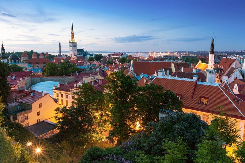 Вечер, Вечерний город, Город, Городской пейзаж, Европа, Старый город, Таллинн, Эстония Таллинphoto preview